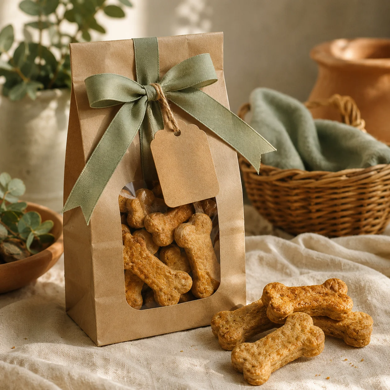 Pungă cu biscuiți pentru câini făcuți în casă